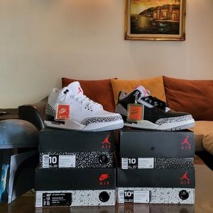 RETRO 3 WHITE CEMENT "FREE TRHOWS" DEAD STOCK SIZE 10